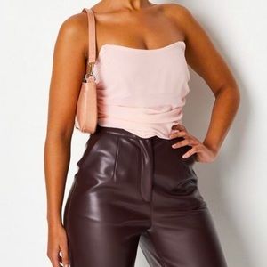 Rare Crop Corset Blush Draped Front Bandeau Bustier Corset Top